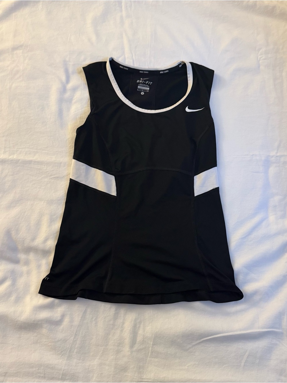 Y2K 2013 Nike black workout tank with white stripes on the sides, size S